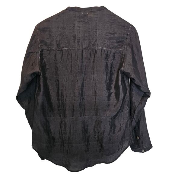 DVE Niva‎ Silk Black Pintuck Sheer Long Sleeve Breathable Blouse Size Small - Picture 9 of 16